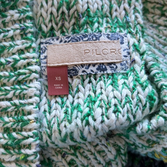 Anthropologie Pilcro Sunset Embroidered Cardigan Green Yellow Rare Sun Sz XS - Picture 11 of 15